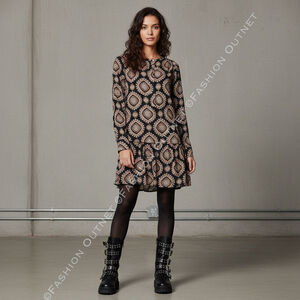 Loft Medallion Dropped Waist Shirt Dress Dark Romantic Whimsigoth Soft Grunge MP